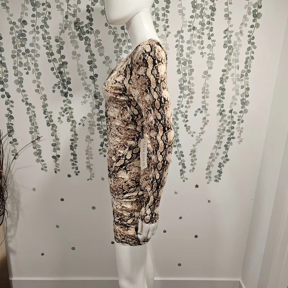 RONNY KOBO MAGDALA DRESS Animal Print Bodycon Long Sleeve Mini Dress Sz M